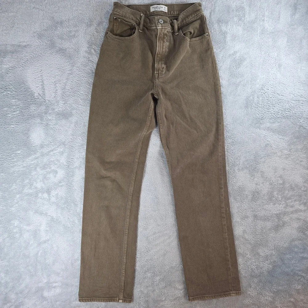Abercrombie & Fitch Womens 26 Olive Brown '90s Straight Ultra High Rise Jeans